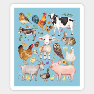 Farm Life Cute Animals - Watercolor Mosaic Sticker